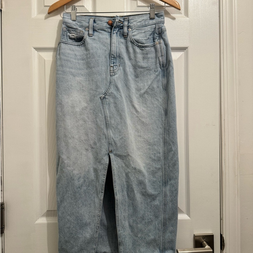 Madewell Denim Jean Maxi Skirt Light Blue